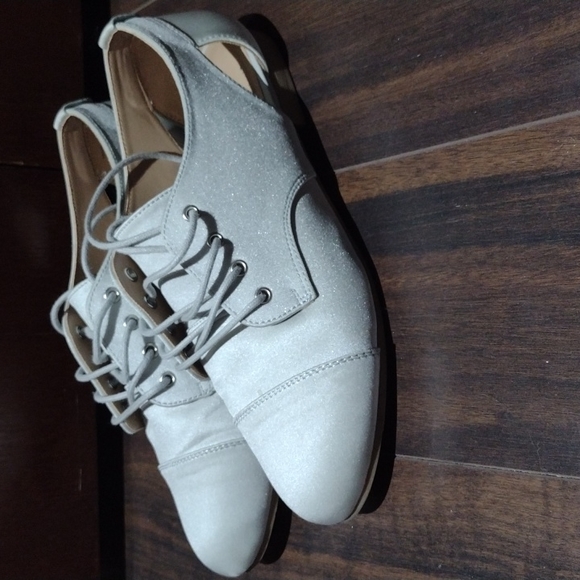 Silver Lace-Up Flats - Picture 2 of 3